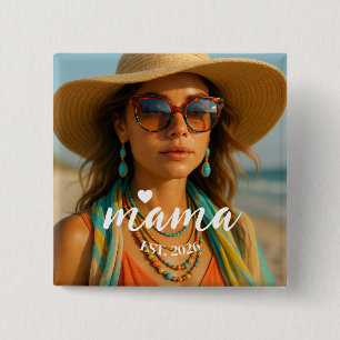 Personalisiertes Mama Est Jahr Benutzerdefiniertes Button