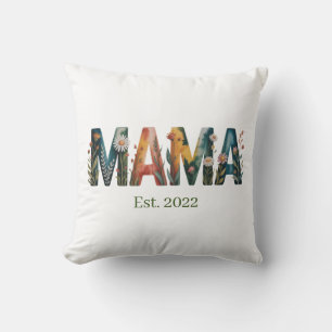 Personalisiertes Mama Est-Jahr Blumengeschenk für Kissen