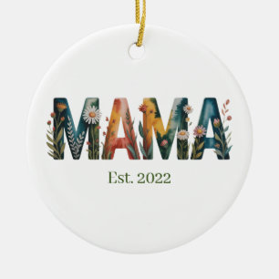 Personalisiertes Mama Est-Jahr Florales Muttergesc Keramik Ornament