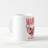 Personalisiertes Mama-Herz-Blumen-Geschenk Kaffeetasse (Vorderseite Links)