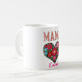 Personalisiertes Mama-Herz-Blumen-Geschenk Kaffeetasse (Vorderseite Links)