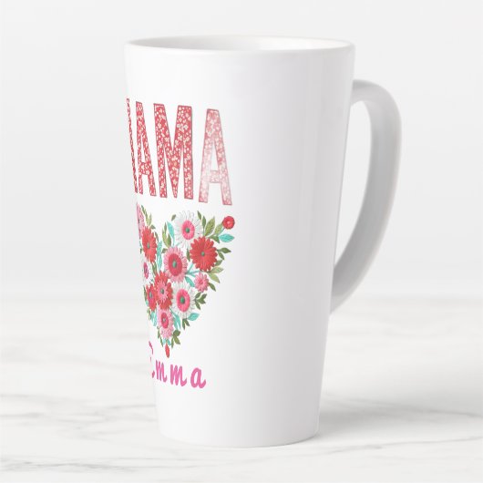 Personalisiertes Mama-Herz-Blumen-Geschenk Milchtasse (Rechte Ecke)