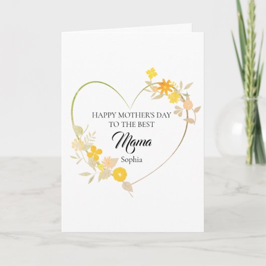 Personalisiertes Mama-Name Muttertags-Blumenherz Karte (Vorderseite)