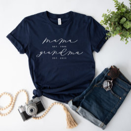 Personalisiertes Mama/Oma Niedlich Kalligrafie-Shi T-Shirt