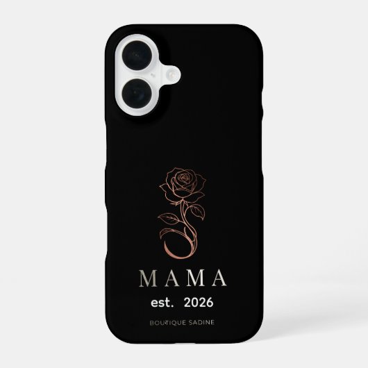 Personalisiertes MAMA-Rosen-Schwarz-iPhone-Case iPhone 16 Hülle (Rückseite)