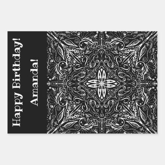 Personalisiertes Mandala-Design Geschenkpapier Set (Vorderseite)