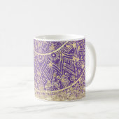 Personalisiertes Mandala mit Goldstars Monogram Kaffeetasse (VorderseiteRechts)