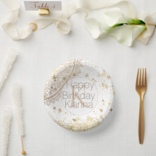 Personalisiertes Mandala mit Goldstars Monogram Pappteller