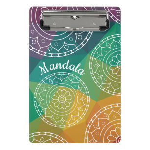Personalisiertes Mandala Regenbogen Modernes Happy Mini Klemmbrett