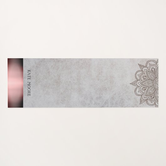 Personalisiertes Mandala Rose Gold Metallic Yogamatte (Rückseite (Horizontal))