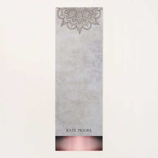 Personalisiertes Mandala Rose Gold Metallic Yogamatte (Rückseite)