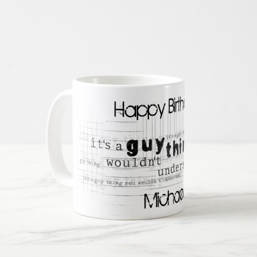 Personalisiertes männliches alles Gute zum Kaffeetasse (Vorderseite Links)