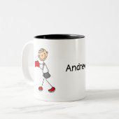 Personalisiertes männliches Strichmännchen Boxing  Zweifarbige Tasse (Vorderseite Links)