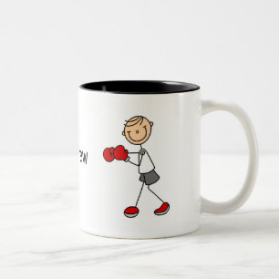 Personalisiertes männliches Strichmännchen Boxing  Zweifarbige Tasse