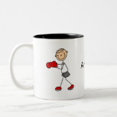 Personalisiertes männliches Strichmännchen Boxing  Zweifarbige Tasse (Links)