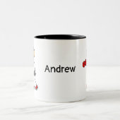 Personalisiertes männliches Strichmännchen Boxing  Zweifarbige Tasse (Mittel)