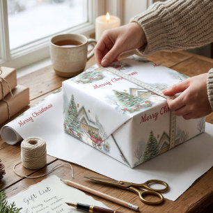 Personalisiertes Märchenbuch-Häuschen Weihnachten Geschenkpapier