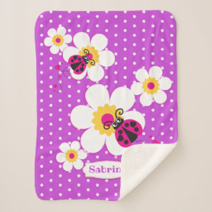 Personalisiertes Marienkäfermarienkäferrosa lila Sherpadecke