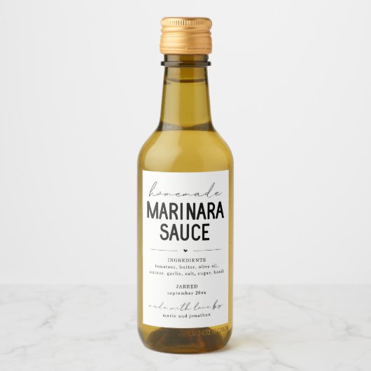 Personalisiertes Marinara Sauce-Label Weinetikett (Vorderseite)