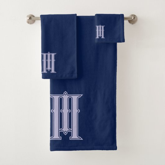 Personalisiertes Marineblau Badhandtuch Set (Insitu)