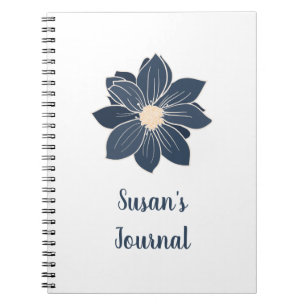 Personalisiertes marineblaues Blumen-Tagebuch Notizblock