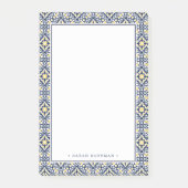 Personalisiertes Marinemuster und gelbes Mittelmee Post-it Klebezettel (Vorderseite)