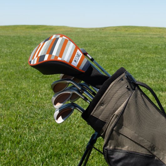 Personalisiertes maritimes Design - Orange, Blue G Golf Headcover (In SItu)