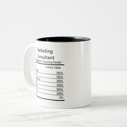 Personalisiertes Marketing Berater Ernährung Fakte Zweifarbige Tasse (Vorderseite Links)