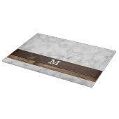 Personalisiertes Marmor und Holzmonogramm Schneidebrett (Ecke)