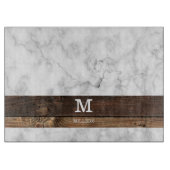 Personalisiertes Marmor und Holzmonogramm Schneidebrett (Vorderseite)