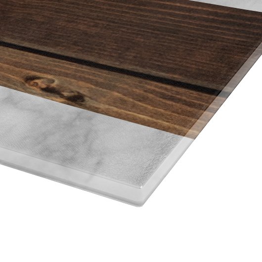 Personalisiertes Marmor und Holzmonogramm Schneidebrett (Ecke)