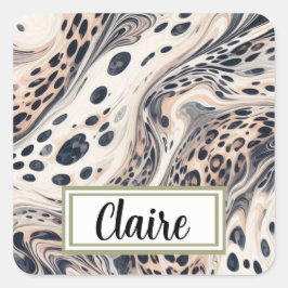 Personalisiertes, marmoriertes Leopardmuster Quadratischer Aufkleber