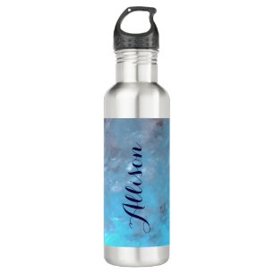 Personalisiertes Marmortürkis-Blau Trendy Edelstahlflasche