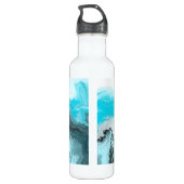 Personalisiertes Marmorwasser Blauer und Schwarze Edelstahlflasche (Rückseite)