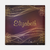 Personalisiertes Maroon-Design mit Wispy-Gold-Akze Magnet (Vorne)