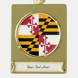 Personalisiertes Maryland-State-Flag-Design Banner-Ornament Gold