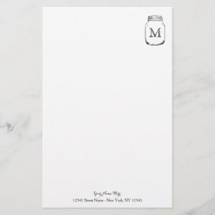 Personalisiertes Mason-Glas-Monogramm-Schreibpapie Briefpapier
