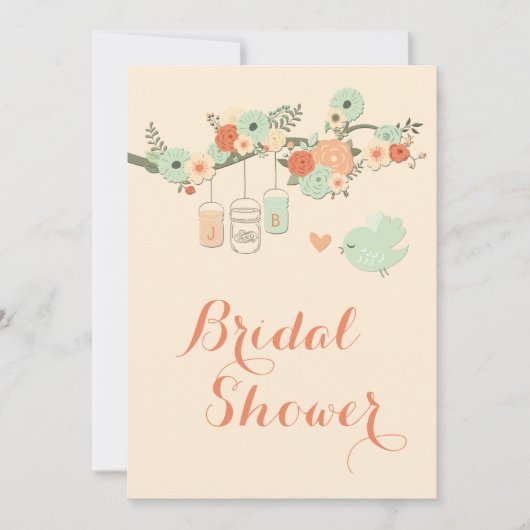 Personalisiertes Mason Jars Blumenkämme Brautparty Einladung (Vorderseite)