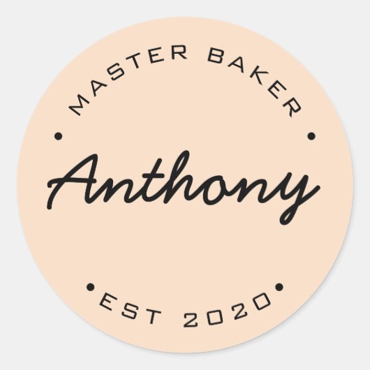 Personalisiertes Master Baker Jahr Runder Aufkleber (Vorderseite)