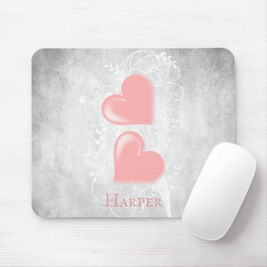 Personalisiertes Mauspad mit rosa Herzen (Mit Mouse)