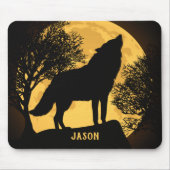 Personalisiertes Mauspad mit Wolf und Mond (Vorne)