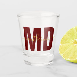 Personalisiertes MD Doctor Maroon & Gold Shot Glas