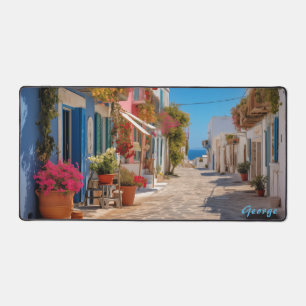 Personalisiertes Mediterranean Island Street Desk Schreibtischunterlage