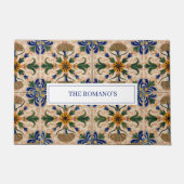Personalisiertes mediterranes Vintages Blumenmuste Fußmatte (Vorderseite)