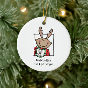 Personalisiertes Medium Skin Tone Baby Face Baby 1 Keramik Ornament