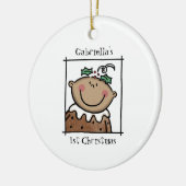 Personalisiertes Medium Skin Tone Baby Face Baby 1 Keramik Ornament (Links)