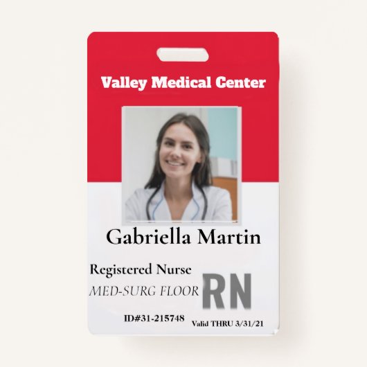 Personalisiertes medizinisches Foto-ID-Abzeichen Ausweis (Vorderseite)