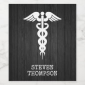 Personalisiertes medizinisches Symbol Caduceus Doc Weinetikett (Einzelnes Label)