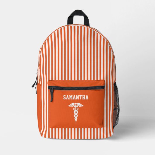 Personalisiertes medizinisches Symbol Orange Strei Bedruckter Rucksack (Vorderseite)