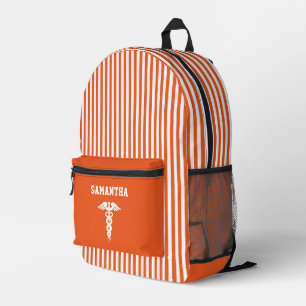 Personalisiertes medizinisches Symbol Orange Strei Bedruckter Rucksack